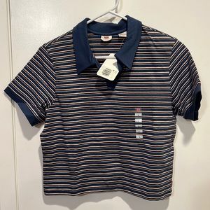 Womens Levi’s polo navy striped size large